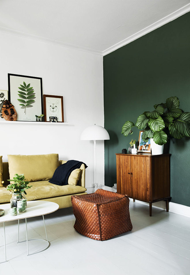 green feature wall