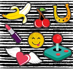 可爱的,标签,眼罩,漫画,愉悦,纺织品,食品,图像,布置,设计