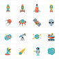 Space icons set Free Vector