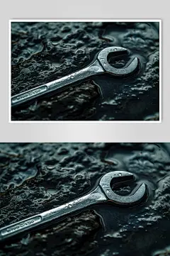 AI数字艺术不锈钢扳手五金工具特写图-众图网