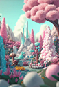 外星球 gemstone cotton candy forrest by artem chebokha and aerroscape, 空中岛屿，微观 ，Wes Anderson ,Flowers,Diamond,intricate detail, finely detailed, small details, extra detail, photorealistic, high resolution, vray, hdr, hyper detailed, insane details, intricat
