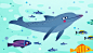 海洋40-70CM 画儿晴天海洋主题拼图玩具插画 鲸鱼、海豚 海马 章鱼 海马 水母 海龟 蝠鲼鱼……