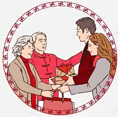 新年送礼装饰手绘插画 页面网页 平面电商 创意素材