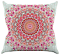 Iris Lehnhardt "Summer Lace III" Circle Pink Green Throw Pillow (20" x 20") contemporary-decorative-pillows