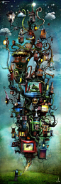 Alexander Jansson 幻想插画欣赏 超现实主义 混合艺术 梦 幻想插画 噩梦 儿童插画 书籍插画 CG 