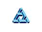 Triangula Logo blue structure triangle 3d symmetrical design geometric vector logomark mark logo