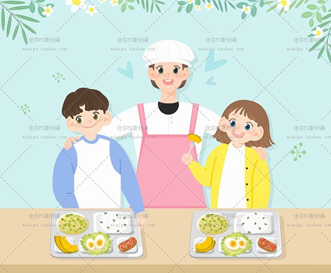 438号可爱卡通学校育儿幼儿园食堂便当饭...