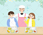438号可爱卡通学校育儿幼儿园食堂便当饭菜插画PSD模板设计ps素材-淘宝网