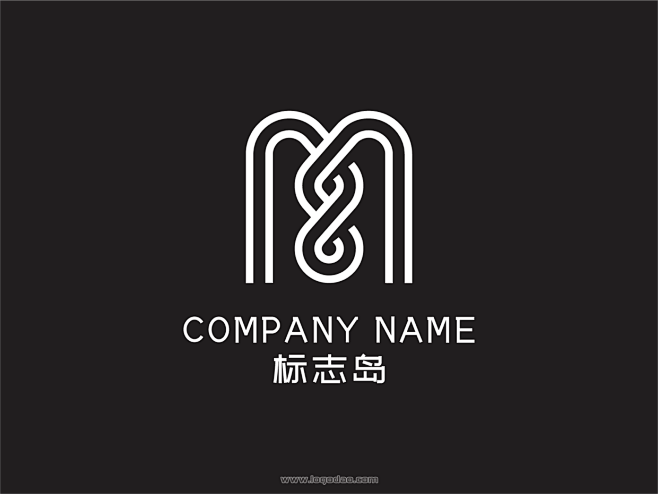 线条简约大气创意M英文字母LOGO设计-...