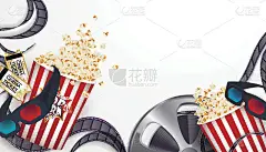 爆米花，3d眼镜，电影票。