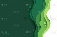3D抽象背景，绿色剪纸形状。商业展示、传单、海报和邀请函的矢量设计布局。五彩缤纷的雕刻艺术、环境和生