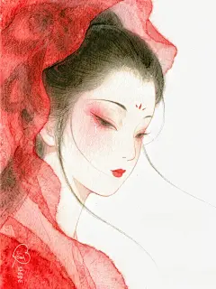 知否知否，应是绿肥红瘦 #插画#水墨#古风 #水彩#志怪图鉴