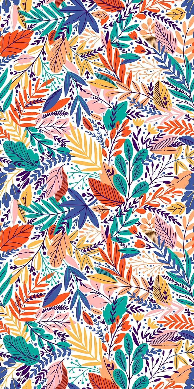 色彩鲜艳的异想天开叶子图案 (3)