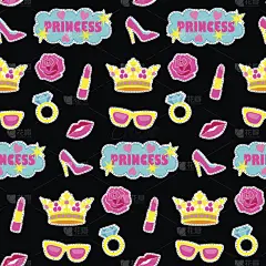 公主时装刺绣无缝图案