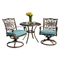 Hanover Outdoor Traditions 3 Piece Patio Bistro Set with 32 in. Round Table - TRADDN3PCSW-BLU