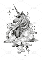 独角兽,插画,分离着色,可爱的,高雅,飘然,概念,幻想,爱