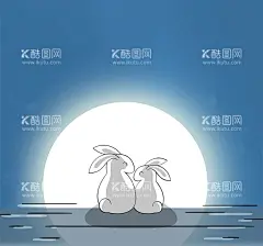 中秋月下玉兔  - 源文件下载【酷图网】中秋,月下,玉兔,圆月,中秋节,又兔,
