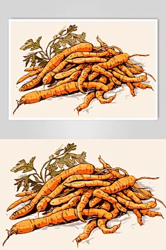 AI数字艺术冬虫夏草中草药药材插画-众图网