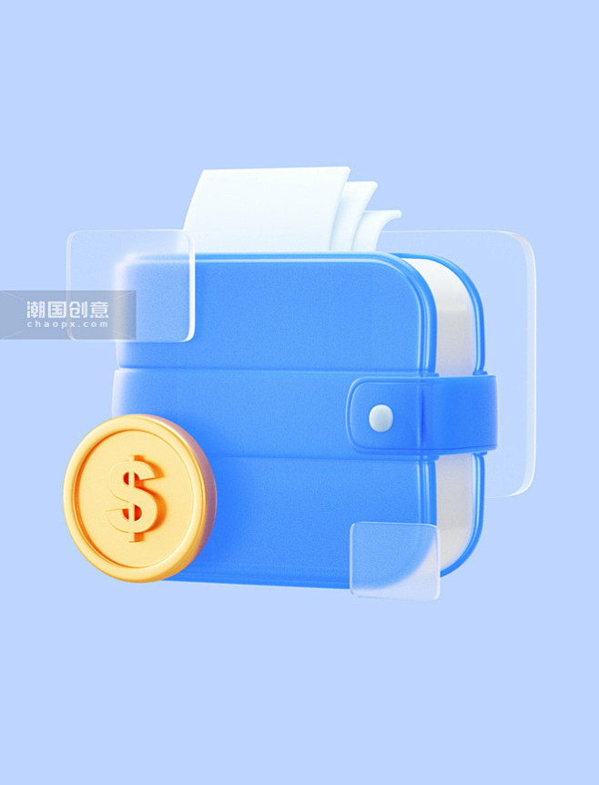 c4d商务金融理财基金投资货币钱包3D元...