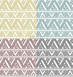 套简单的民族几何无缝图案。