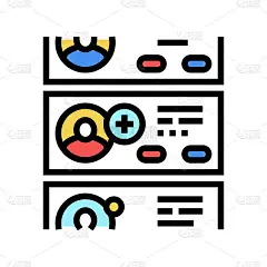 未来的朋友的名单颜色图标矢量插图