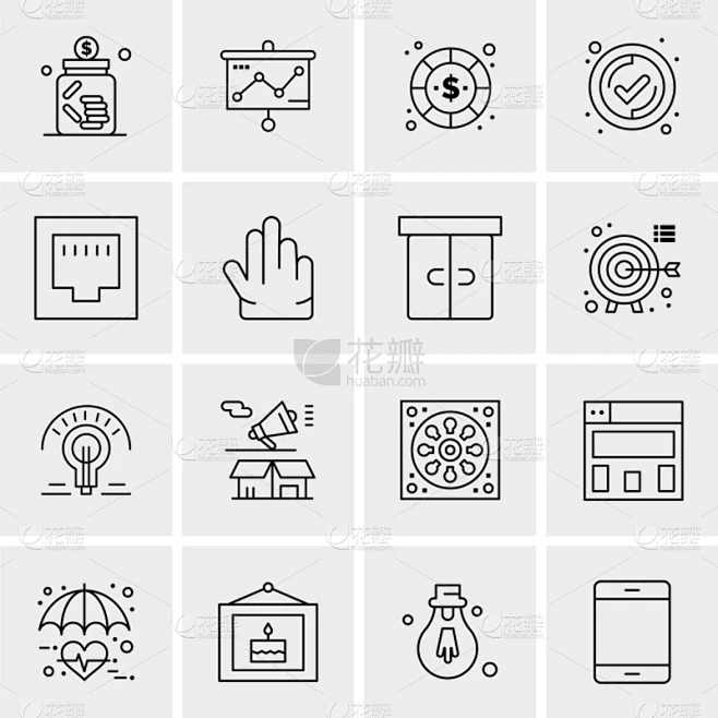 set 16 universal icons business素材-花瓣网
