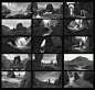 Journey to the Sundered Lands - Thumbnails, David Fortin : These are quick compositions I have done for a personal project: Journey to the Sundered Lands. The objective was to sketch interesting locations to flesh out the Sundered Lands. Each sketch took 