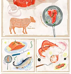 手绘食物PSD模板蔬菜牛肉海鲜螃蟹日料甜品蛋糕寿司海报PNG素材ps-淘宝网