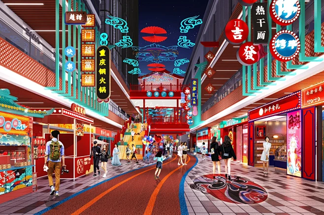 #商业街设计 国潮商业街设计 浓浓的商业氛围 - 小红书-花瓣网
