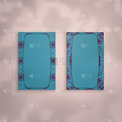 名片模板在绿松石色与希腊紫色图案为您的业务。