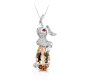 Morganite, Ruby and round diamond pendant by March jewellers: 