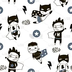 男孩,可爱的,创造力,四方连续纹样,婴儿,白色,黑色,纺织品,式样