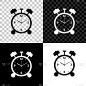 Alarm clock icon isolated on black, white and tran