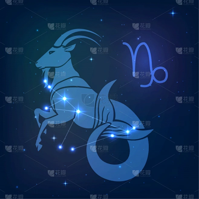 摩羯座,标志,暗色,月,图表,山羊,动物,虚拟角色,奇异的,天空素材-花瓣网