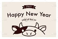 2021,新年前夕,牛年,贺卡,圣伯纳犬