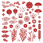 Chinese new year elements. Red asian traditional p