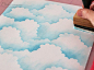 手工教程：简单好看的云朵印章卡片 (7)