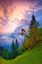  山峰映衬美丽的云彩 阿尔卑斯山 伯尔尼 瑞士