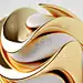 抽象艺术的3d渲染与部分超现实的异型花在球形波浪曲线有机生物线形成液态黄金金属材料与白色陶瓷部分在浅