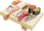 手绘卡通可爱食物日式饭面条汉堡天妇罗烤肉火锅免抠PNG图案素材 (9)