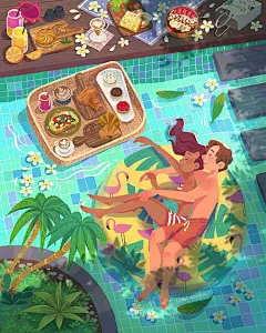 #遇见艺术#  #插画#
用最温柔的色彩，描绘出温馨的情侣/家庭小日常，作品中充满了浓浓的暖意~

by Hana Augustine Illustration ​​​​