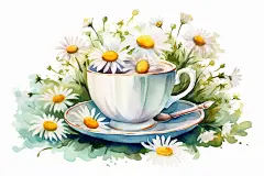 菊花茶二十四节气霜降插画图片