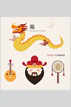唯美大气龙拨浪鼓新年中国创意素材