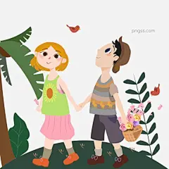 春天出游踏青的情侣图片大小4167x4167px 图片尺寸873.84 KB 来自PNG搜索网 pngss.com 免费免扣png素材下载！春天#花篮花朵#郊游#卡通手绘#绿色植物#牵手#情侣#矢量免抠图#矢量图#踏青#小鸟#野餐#