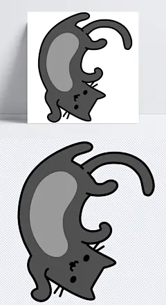 躺着的猫咪|灰色,尾巴,眼睛,嘴巴,一只,猫咪,卡通,可爱,手绘,卡通元素,手绘/卡通
