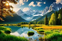 草坪植物山川风景草地插画图片