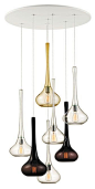 Velle chandelier in hand-brushed aluminum and handblown glass by jGood Design