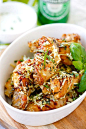 Baked Parmesan Garlic Chicken Wings - best and easiest baked chicken wings EVER with parmesan, garlic, basil, and spices, with blue cheese mustard dressing | rasamalaysia.com