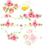 玫瑰花花藤蝴蝶手绘装饰元素
