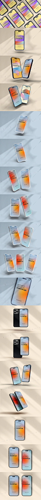 #iphone样机#
iPhone 14 Pro粘土手机app ui界面设计效果图展示智能贴图psd样机模型mockups